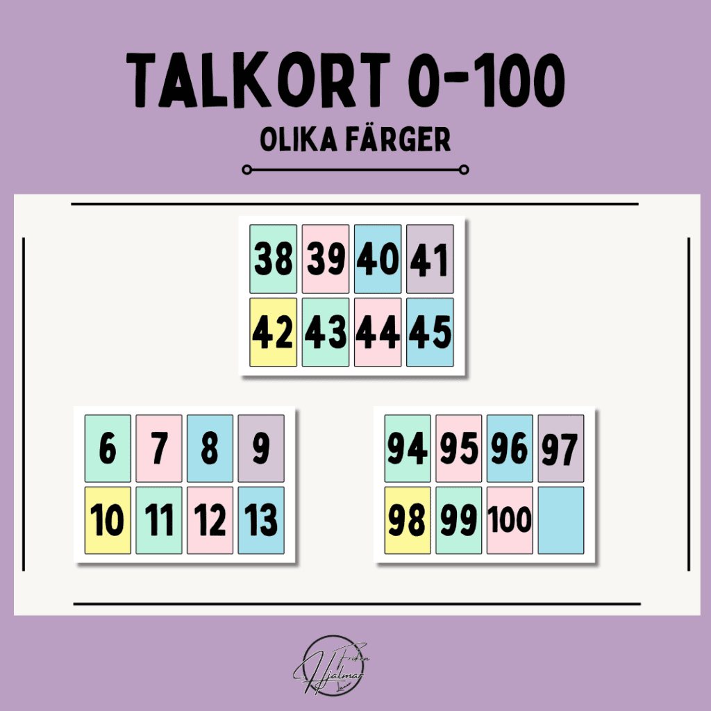 Talkort 0-100 (flerfärgade)