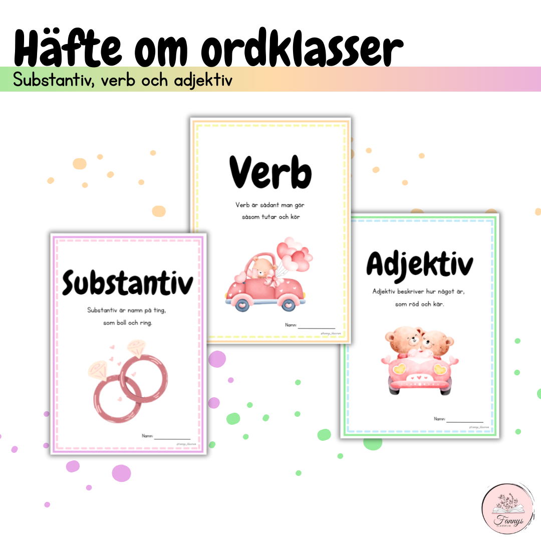 Materialpaket: Häften med substantiv, verb och adjektiv