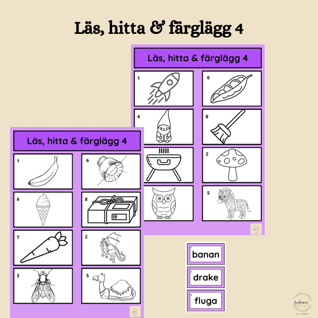 Läs, hitta & färglägg 4