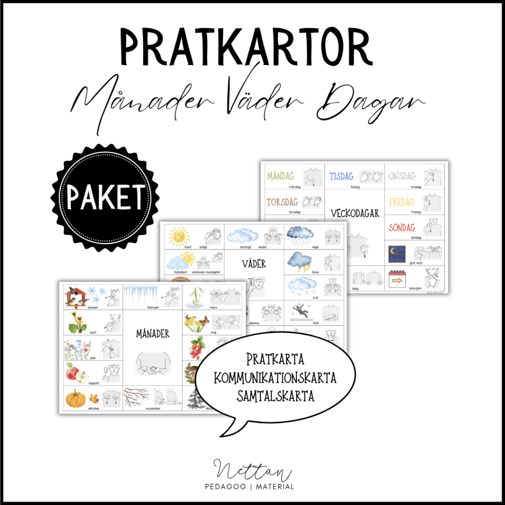 PAKET: Pratkartor månader, väder och veckodagar