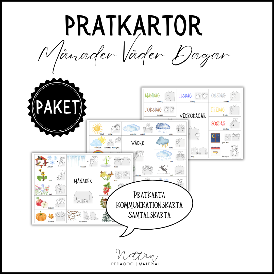 PAKET: Pratkartor månader, väder och veckodagar