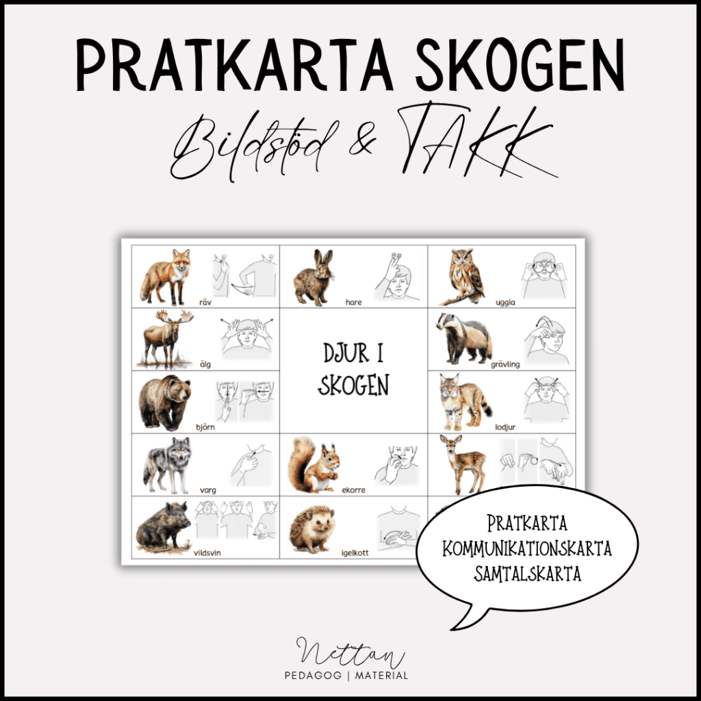 Pratkarta djur i skogen