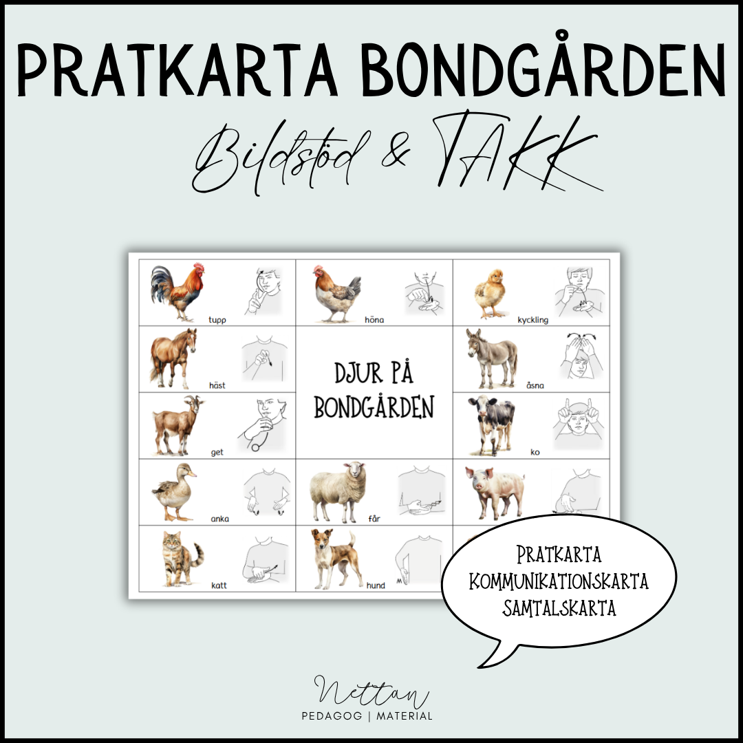 Pratkarta djur på bondgården