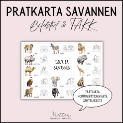 Pratkarta djur på savannen