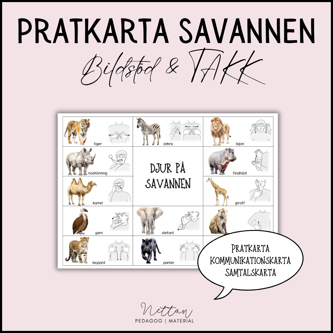 Pratkarta djur på savannen