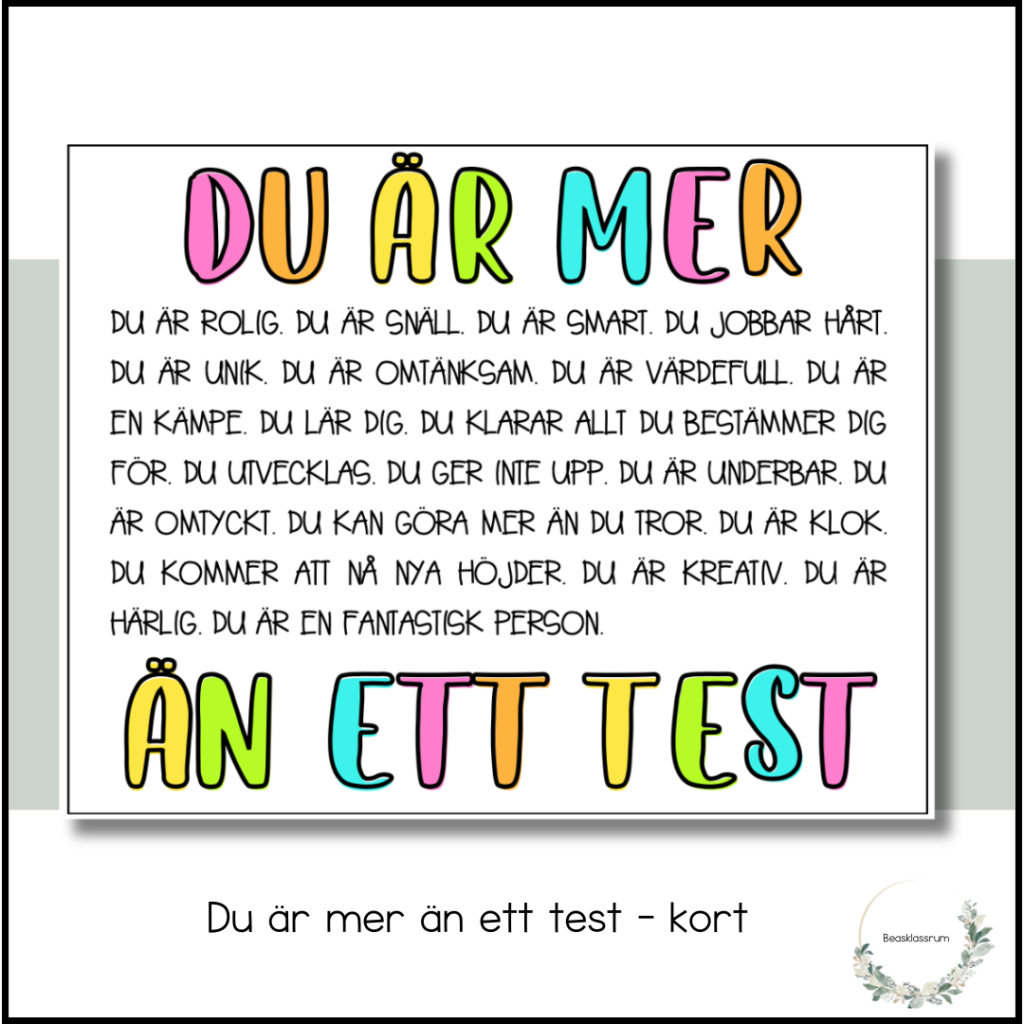 Du är mer än ett test – kort