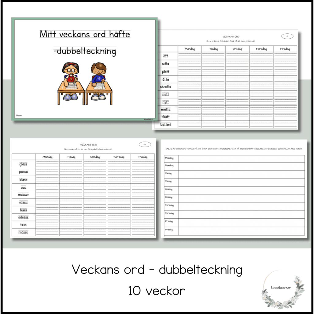Veckans ord – dubbelteckning 10 veckor