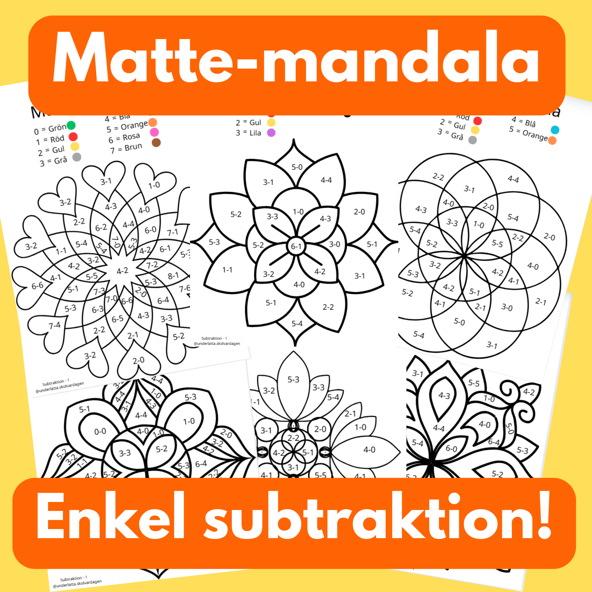 Matte-mandalas Subtraktion