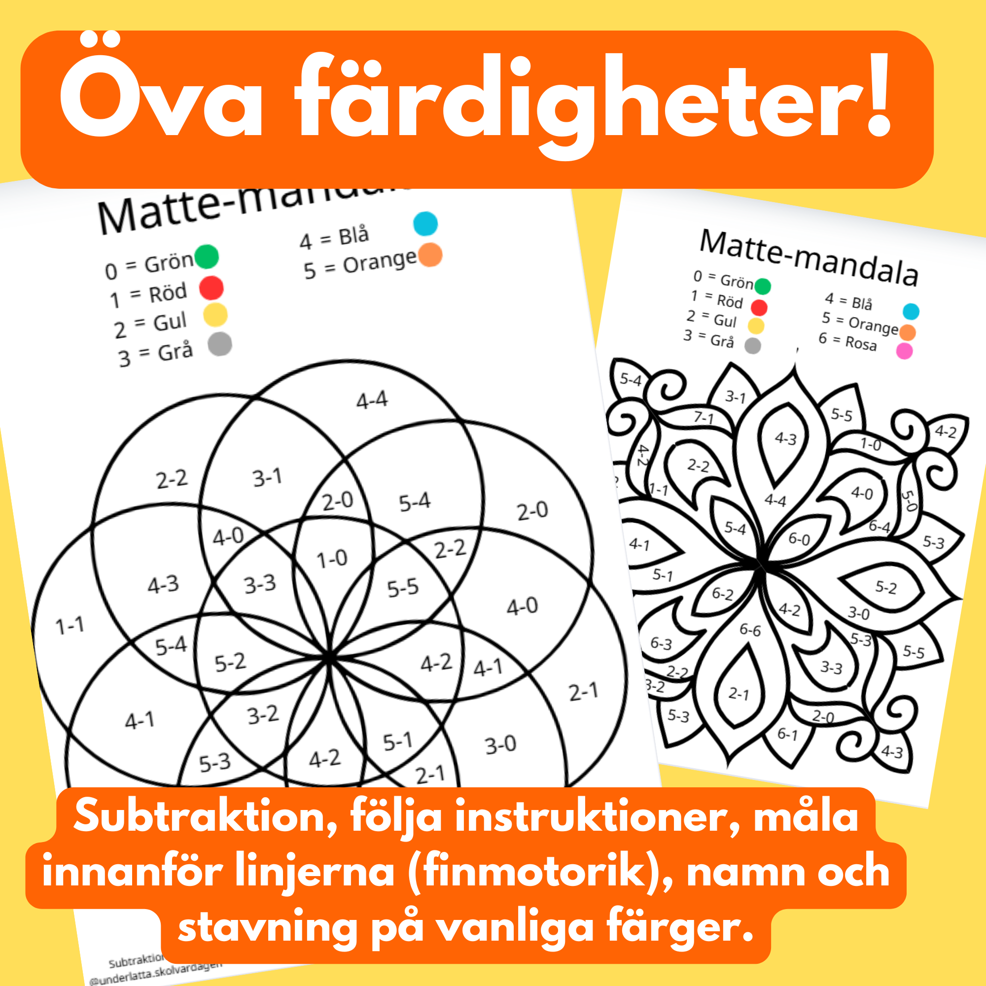 Matte-mandalas Subtraktion