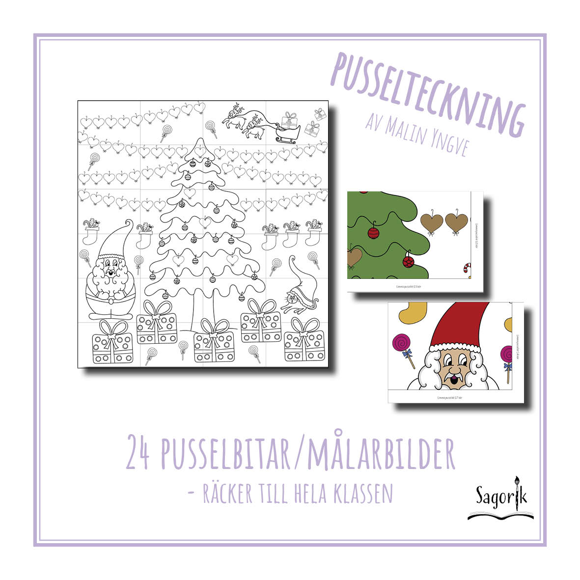 Pusselteckning Julgran