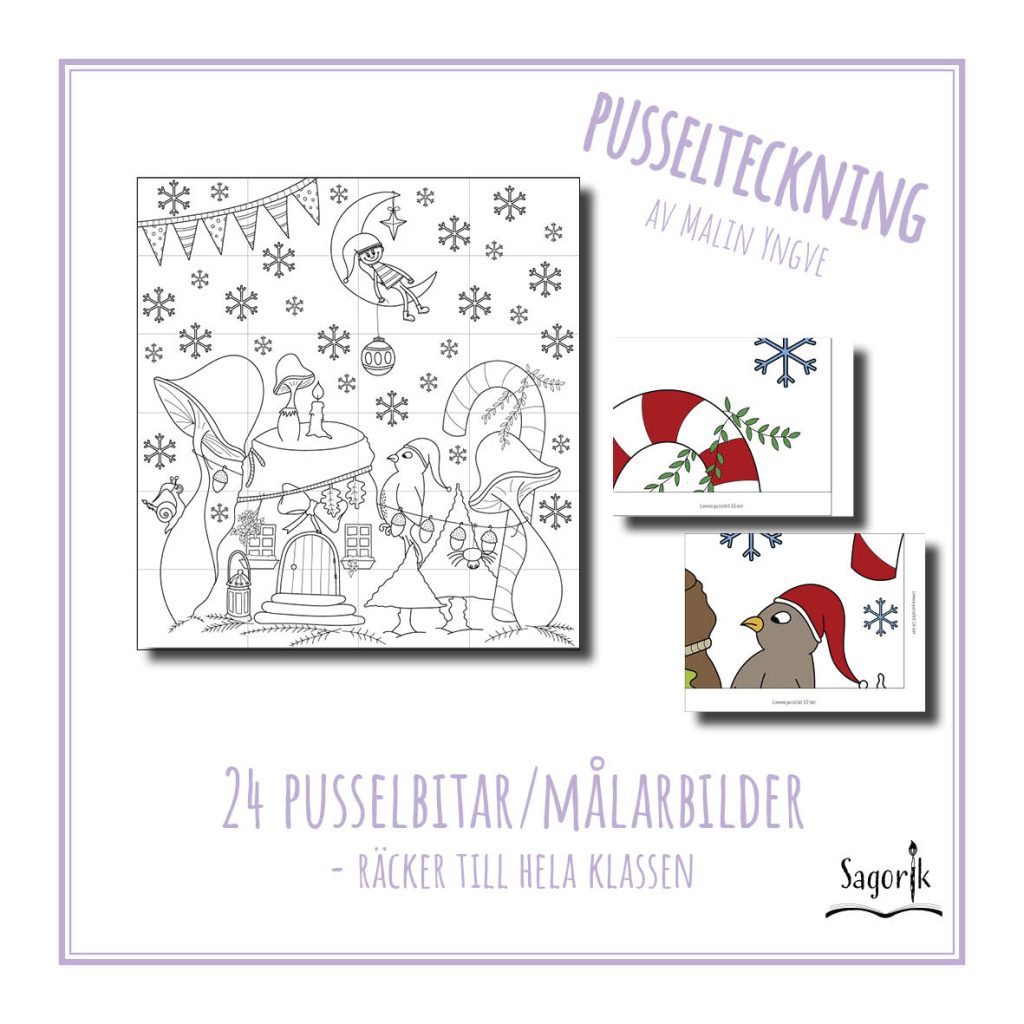 Julkalender Pusselteckning Julstubbe
