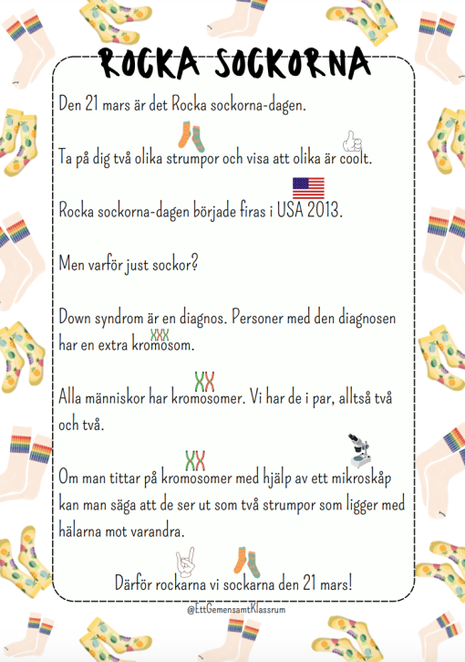 Rocka sockorna - läsförståelse på 3 nivåer