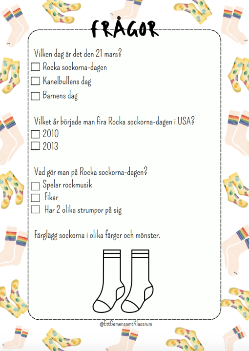 Rocka sockorna - läsförståelse på 3 nivåer