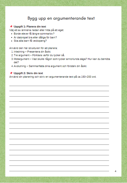 Träna på att skriva argumenterande texter
