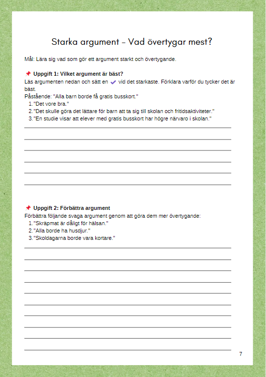 Träna på att skriva argumenterande texter