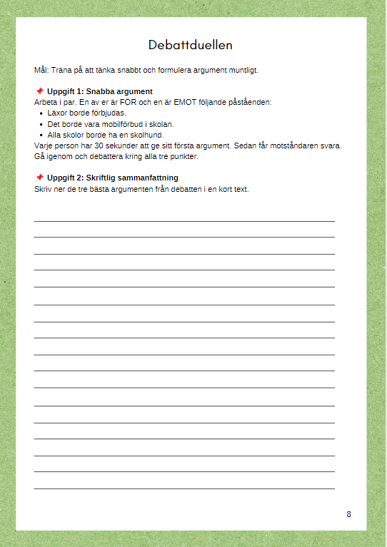 Träna på att skriva argumenterande texter