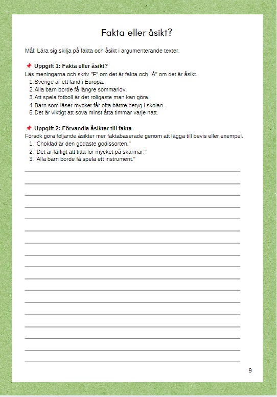 Träna på att skriva argumenterande texter