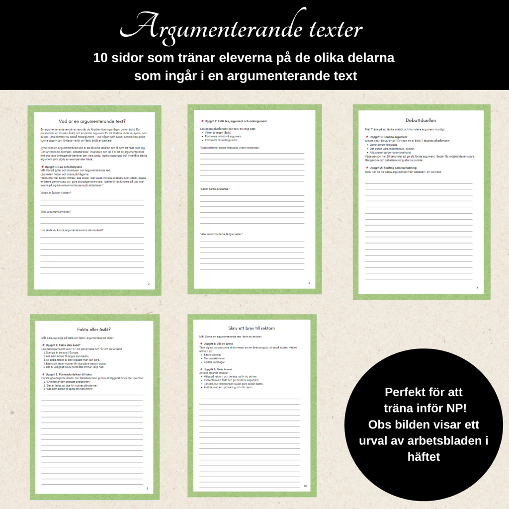 Träna på att skriva argumenterande texter