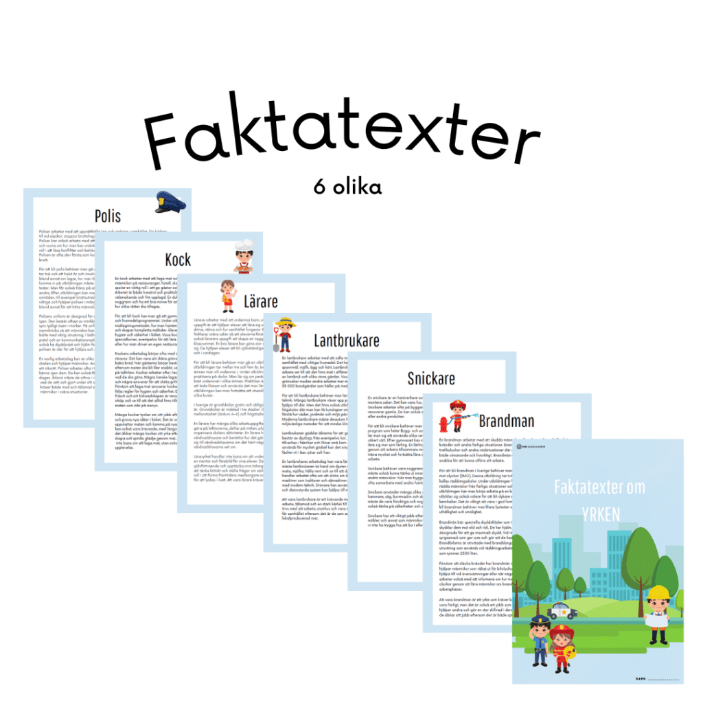 Faktatexter om yrken (6 olika)