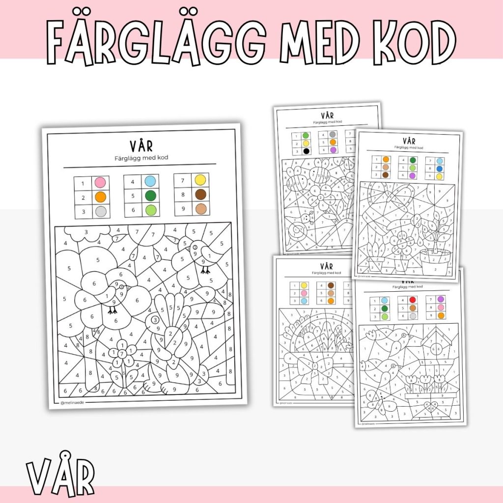Färglägg med kod – Vår
