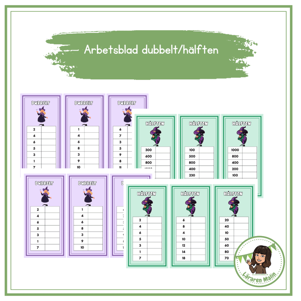 Arbetsblad dubbelt/hälften