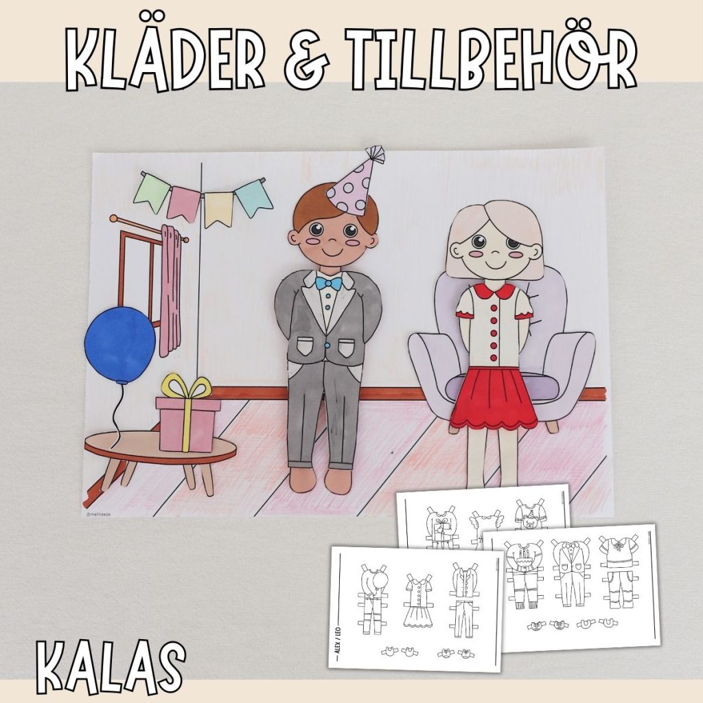 Tillägg klippdockor – Kalas
