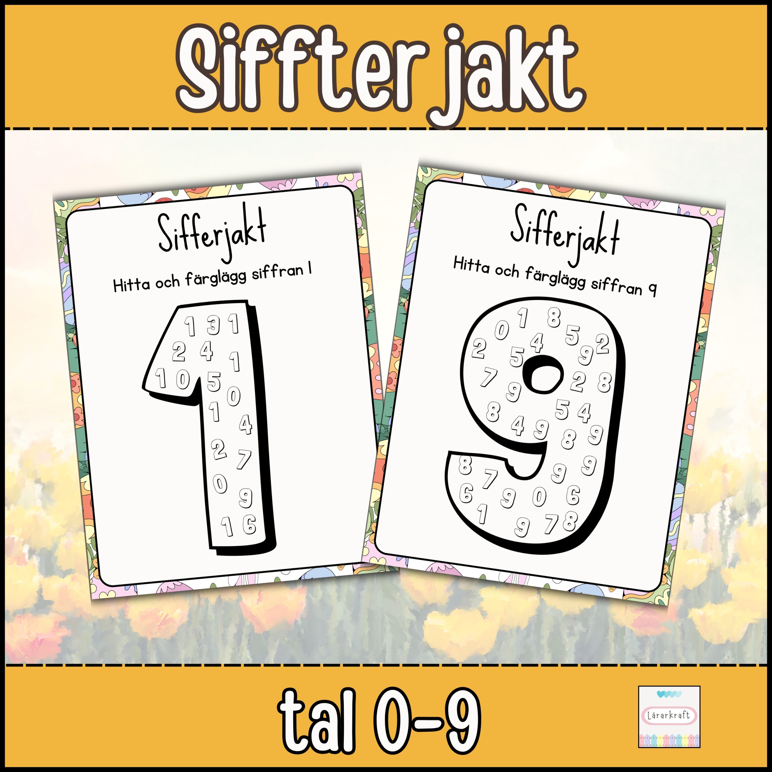 Sifferjakt (hitta och färglägga)
