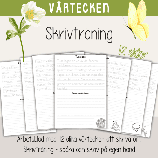Vår – Läs- och skrivpaket med vårtema. Läsförståelse och skrivträning