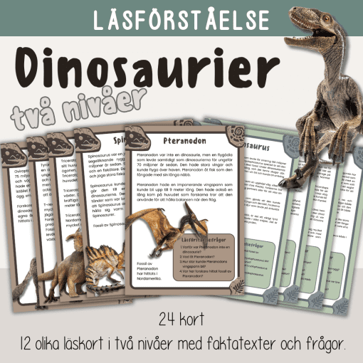 Läs - och skrivpaket - Dinosaurier - Läsförståelse och skrivträning