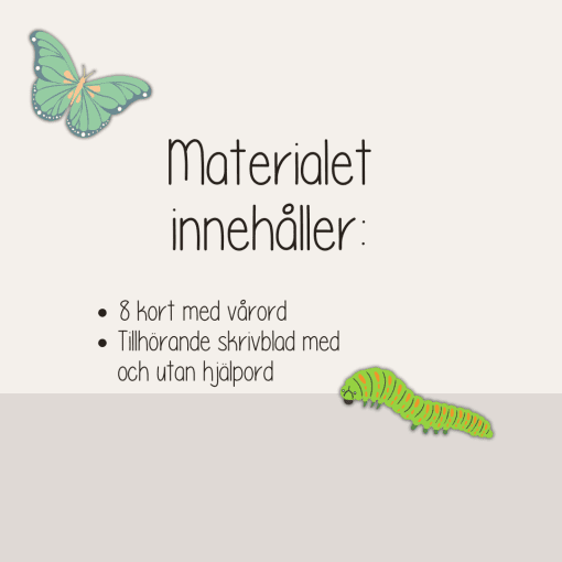 Vår - Ordkort och skrivblad med vårtema - Läs, skriv och spåra