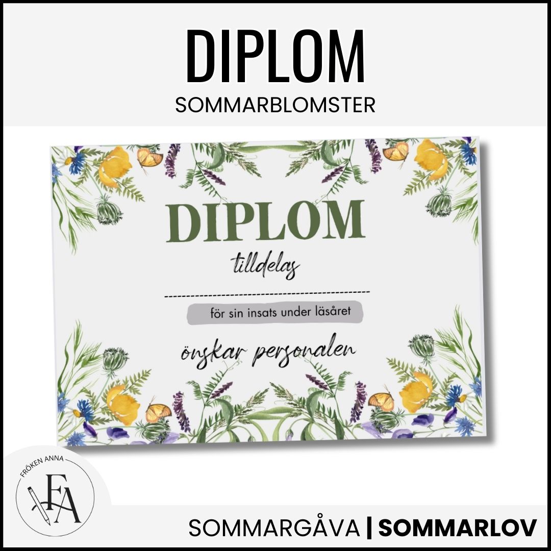 Diplom till skolavslutningen (A5) | Sommarblomster