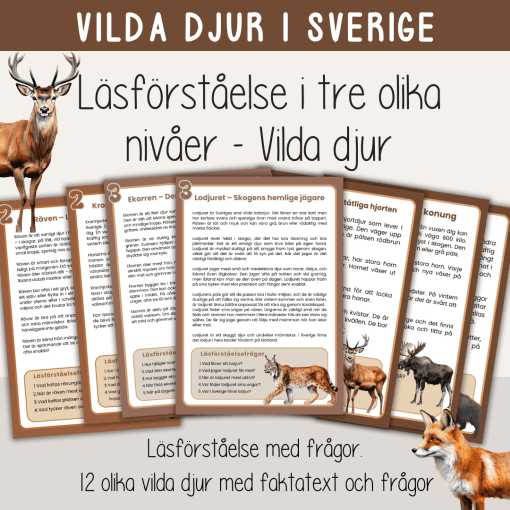 Läs- och skrivpaket - Tema vilda djur i Sverige