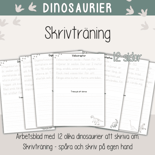 Läs - och skrivpaket - Dinosaurier - Läsförståelse och skrivträning