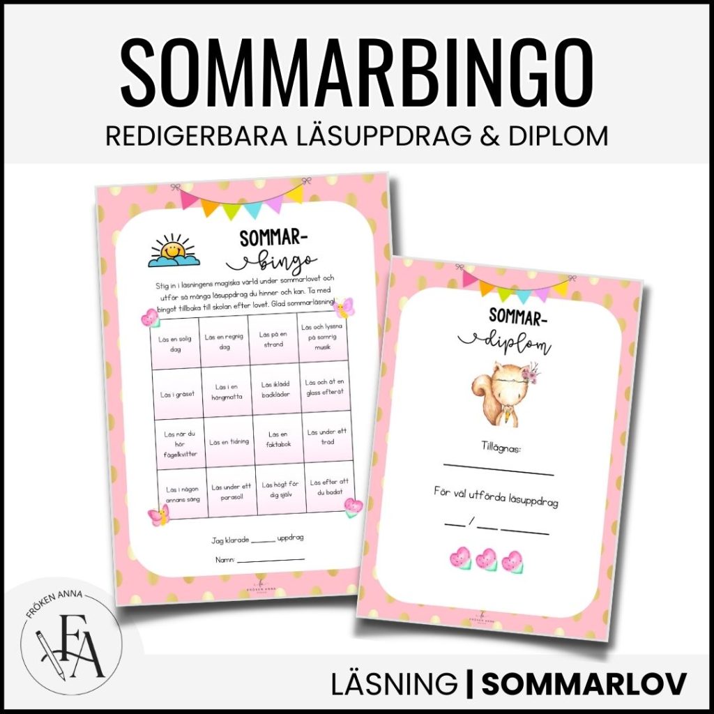 Sommarbingo / Läsbingo sommar | Redigerbart