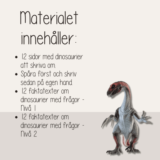 Läs - och skrivpaket - Dinosaurier - Läsförståelse och skrivträning
