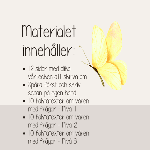 Vår – Läs- och skrivpaket med vårtema. Läsförståelse och skrivträning