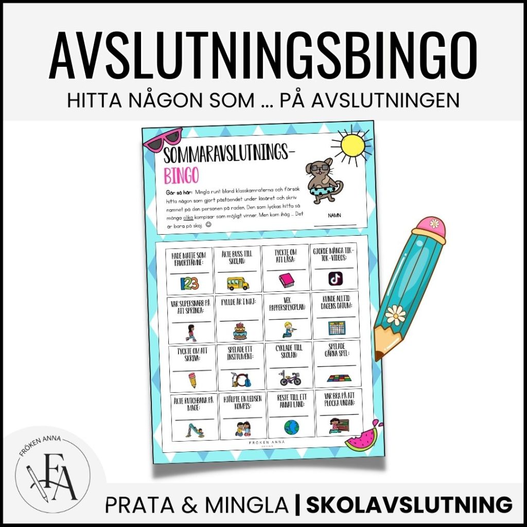 Avslutningsbingo | Mingelaktivitet till skolavslutningen