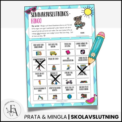 Avslutningsbingo | Mingelaktivitet till skolavslutningen