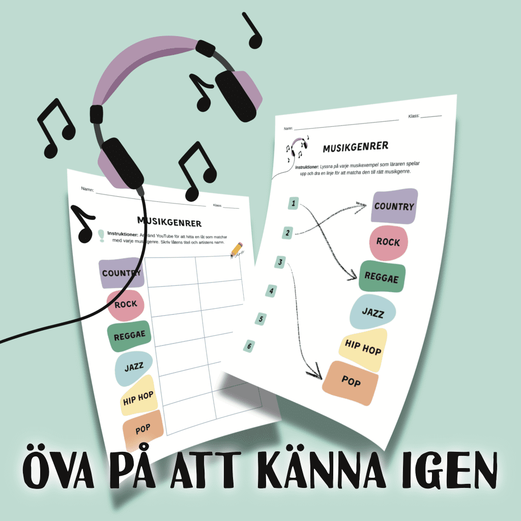 Musikgenrer arbetsblad