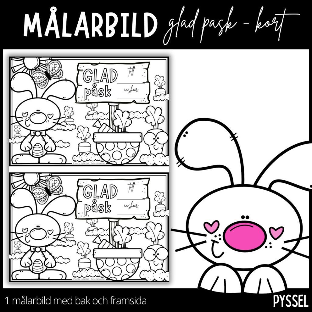 Glad påskkort att färglägga – bak och framsida