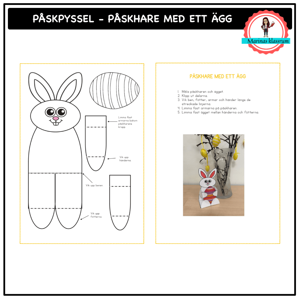 Påskpyssel – påskhare med ett ägg