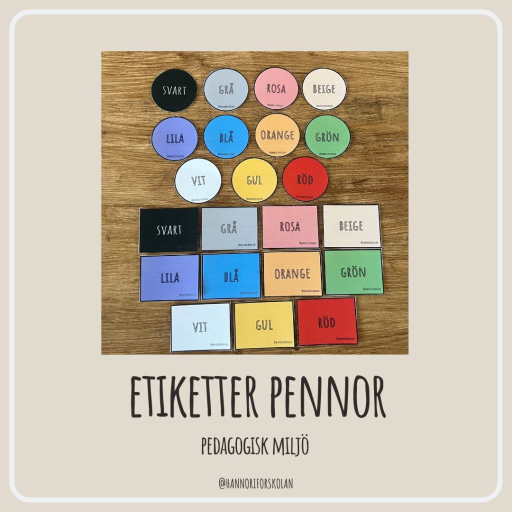 Etiketter pennor