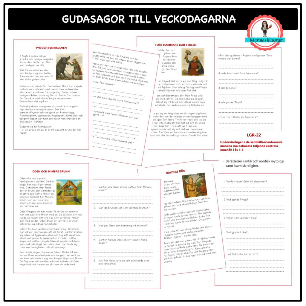 Veckodagarnas namn – gudasagor