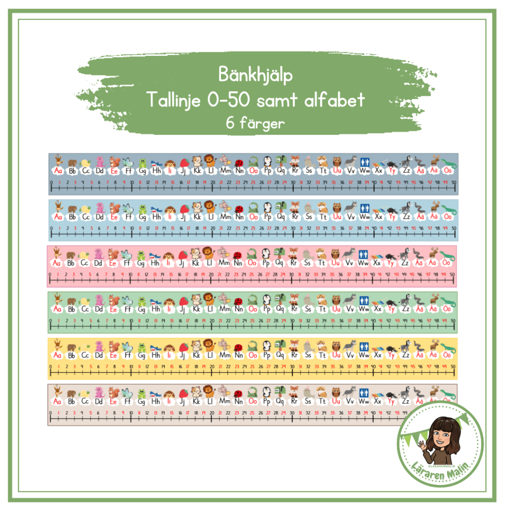 Bänkhjälp (tallinje & alfabet)