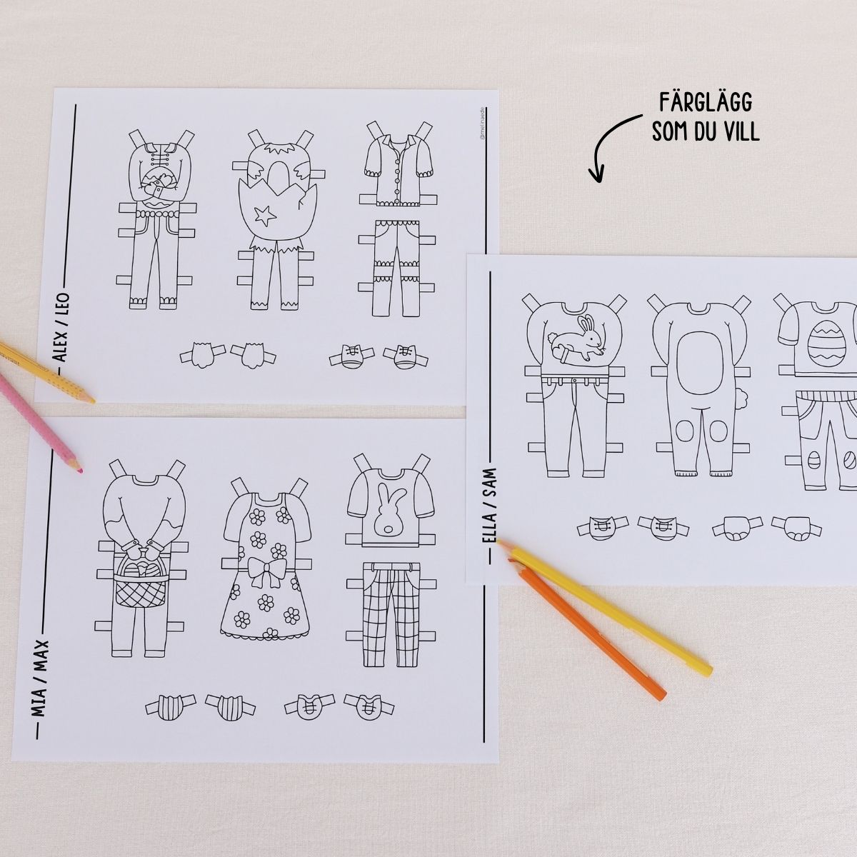 Tillägg klippdockor - Påsk