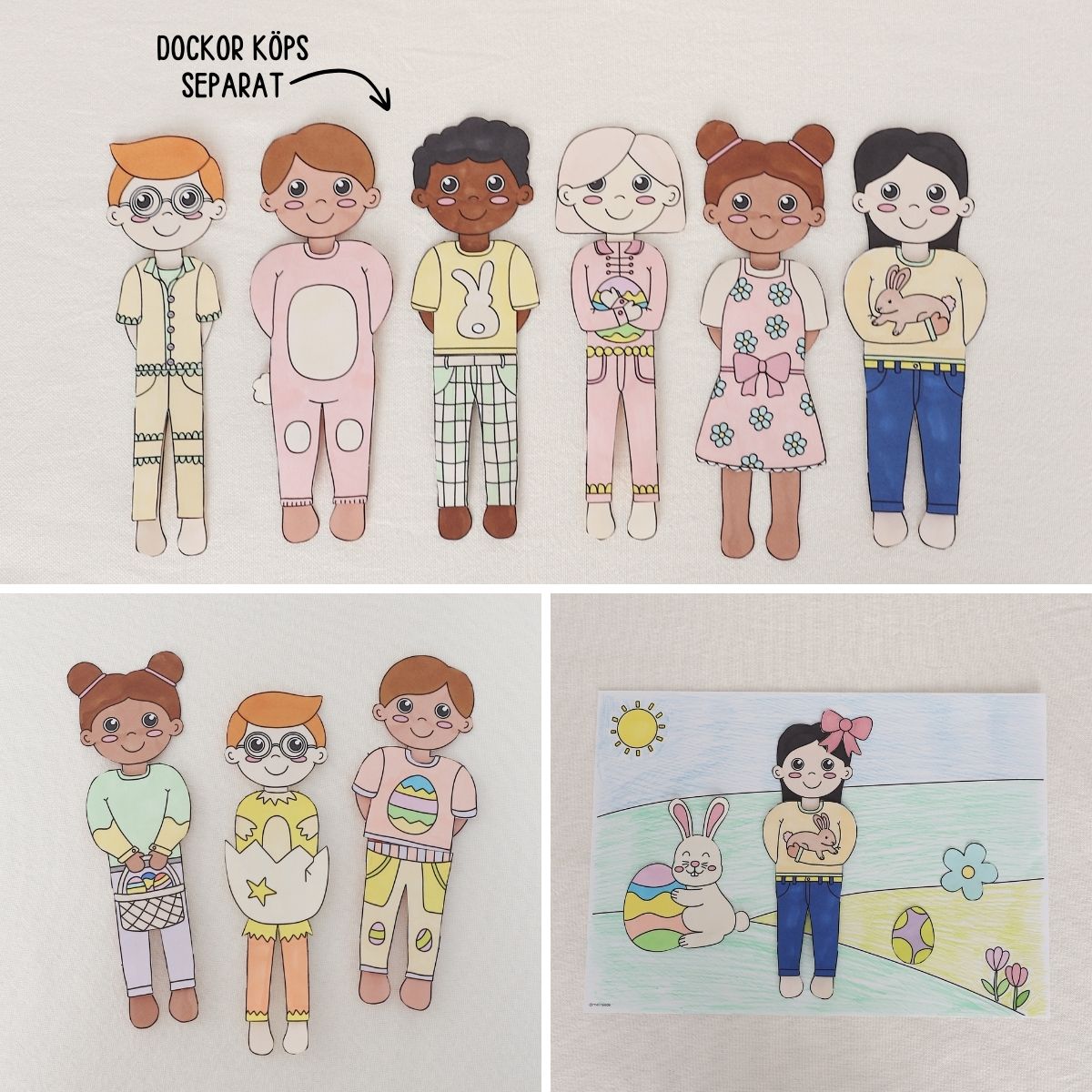 Tillägg klippdockor - Påsk