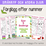 Småkryp och andra djur – Färglägg efter nummer – siffror – Sifferträning - bild 1