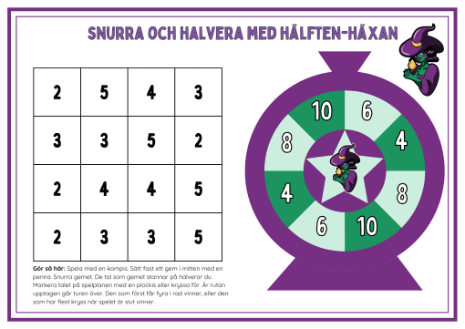 Mattespel- snurra och halvera
