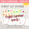 Summer - Glosor - ordkort och skrivblad med engelska sommarord - Läs, skriv och spåra