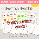 Summer – Glosor – ordkort och skrivblad med engelska sommarord – Läs, skriv och spåra - bild 1